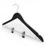 Natural Wooden Coat Hanger 44.5cm with Clips & Notches for Suits Jackets Skirts, close product photograph