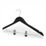 Natural Wooden Coat Hanger 44.5cm with Clips & Notches for Suits Jackets Skirts, gallery image 10 of 36