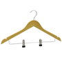 Natural Wooden Coat Hanger 44.5cm with Clips & Notches for Suits Jackets Skirts