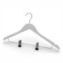 Wooden Coat Hanger 44.5cm with Clips & Notches for Suits Jackets Skirts, product shown on a white background, gallery image 31 of 36