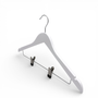 Wooden Coat Hanger 44.5cm with Clips & Notches for Suits Jackets Skirts, product shown on a white background, gallery image 32 of 36
