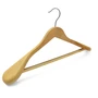 Natural Wood Broad Shoulder Hangers 44.5cm with Non-Slip Trouser Bar, close product view on a white background