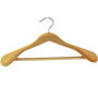 Natural Wood Broad Shoulder Hangers 44.5cm with Non-Slip Trouser Bar