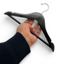 Wooden Children’s Hanger 30.5cm with Bar & Notches for Clothes Storage, product shown against a coloured background