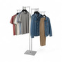 Chrome Clothes Display Stand Adjustable 2 Stepped Arms 350mm Projection, full-height product photograph