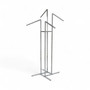 Chrome Clothes Display Stand 4 Sloping Arms with Ball-Stops Adjustable Height, full-height product view on a white background, full-height product photograph