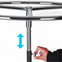 Chrome Top Black Circular Clothes Rail Stand 360° Adjustable Height Retail Rack, product shown against a coloured background