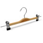Adjustable Natural Wooden Pants Skirt Trouser Hanger with Clips Chrome Hook-32cm, product shown on a white background, brightly lit product image
