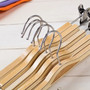 Adjustable Natural Wooden Pants Skirt Trouser Hanger with Clips Chrome Hook-32cm