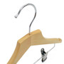 Kids Oak Wooden Hanger 30cm Clothes Hanger with Metal Clips for Skirts & Suits
