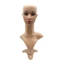 Female: Plastic Realistic Female Mannequin Head with Rotating Base, full-height product view on a white background