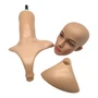 Female: Plastic Realistic Female Mannequin Head with Rotating Base, close product view on a white background