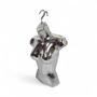 Chrome Glossy Female Hanging Half Body Mannequin Form Plastic Display Torso, full-height product view on a white background, balanced, centred square layout