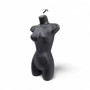 Black Female Hanging Body Form Matt Plastic Display Torso Mannequin, full-height product view on a white background, brightly lit product image