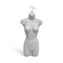 White Glossy Female Hanging Body Form Plastic Display Torso Mannequin, full-height product view on a white background