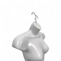 White Glossy Female Hanging Body Form Plastic Display Torso Mannequin, full-height product view on a white background, balanced, centred square layout