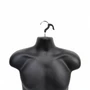 Black Male Hanging Half Body Form Matt Plastic Display Torso Mannequin, product shown on a white background