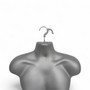 Silver Male Hanging Half Body Form Matt Plastic Display Torso Mannequin, product shown on a white background