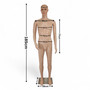185cm Male Mannequin Full Body Display Dummy with Rotating Head & Movable Arms