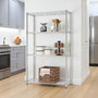 Chrome 4 Tier Wire Shelving Metal Storage Shelf Home Office Kitchen Rack Stand, product shown against a light background