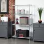 Chrome 4 Tier Wire Shelving Metal Storage Shelf Home Office Kitchen Rack Stand, product shown against a coloured background