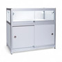 Grey Aluminium Showcase 1/3 Glass Display Cabinet with LED Lights & Storage