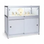 Grey Aluminium Showcase 1/3 Glass Display Cabinet with LED Lights & Storage, product shown on a white background, balanced, centred square layout