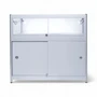 Grey Aluminium Showcase 1/3 Glass Display Cabinet with LED Lights & Storage, product shown on a white background, gallery image 5 of 6