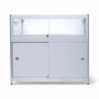 Grey Aluminium Showcase 1/3 Glass Display Cabinet with LED Lights & Storage