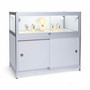 Grey Aluminium Showcase 1/3 Glass Display Cabinet with LED Lights & Storage