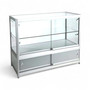 Grey Aluminium Showcase 2/3 Glass Display Cabinet with 8 LED Lights & Storage, product shown on a white background, standard product photograph