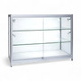 Grey Aluminium Full Glass Showcase Display Cabinet with LED Lights & Storage