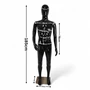 Dimension diagram of the glossy black male mannequin, including 185 cm overall height