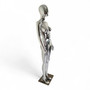 Female Faceless Chrome Display Egg Head Mannequin, full-height product view on a white background, balanced, left-balanced square layout