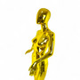 Female Faceless Gold Display Egg Head Mannequin, full-height product view on a white background, gallery image 11 of 14