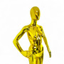 Female Faceless Gold Display Egg Head Mannequin, full-height product view on a white background, gallery image 7 of 14