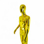 Male Faceless Glossy Gold Display Egg Head Mannequin, full-height product view on a white background, gallery image 12 of 14