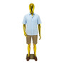 Male Faceless Glossy Gold Display Egg Head Mannequin, full-height product view on a white background, full-height product photograph