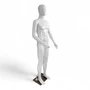 Male Faceless Glossy White Display Egg Head Mannequin, full-height product view on a white background, balanced, left-balanced square layout
