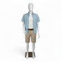 Male Faceless Glossy White Display Egg Head Mannequin, full-height product view on a white background, gallery image 14 of 17