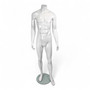 Headless Male Fiberglass Mannequin Glossy White Finish with Glass Stand 166cm