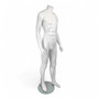 Headless Male Fiberglass Mannequin Glossy White Finish with Glass Stand 166cm