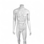 Headless Male Fiberglass Mannequin Glossy White Finish with Glass Stand 166cm