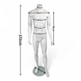 Headless Male Fiberglass Mannequin Glossy White Finish with Glass Stand 166cm