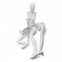 Female Fiberglass Mannequin Glossy White Finish Forward Leg with Glass Stand, full-height product view on a white background, gallery image 15 of 15