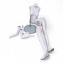 Headless Female Mannequin Glossy White Fiberglass with Glass Stand, product shown on a white background