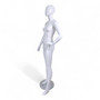 White Glossy Female Faceless Display Egg Head Mannequin, full-height product view on a white background, gallery image 7 of 14