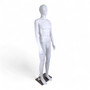 Male Mannequin Matt White Plastic Display with Rotating Head and Metal Stand