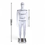 Male Mannequin Matt White Plastic Display with Rotating Head and Metal Stand, full-height product view on a white background, balanced, centred square layout