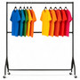 2-Tier Black Heavy-Duty Clothes Rail - 150 kg UDL Steel Garment Rack with Wheels, product shown against a coloured background